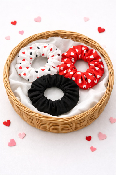 SEZİNİN TAKI DÜKKANI 3-Piece Heart-Patterned Elastic Women's Buckle