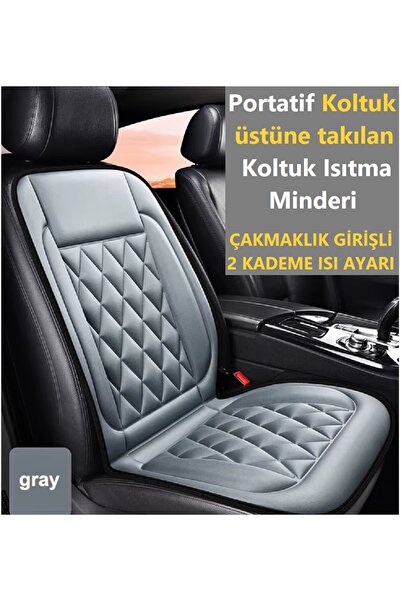 ithalalem Oto Koltuk Isıtma Minderi 2 kademe hızlı ısıtma 12v Çakmaklık Soketli Araç Koltuk Isıtıcı GRİ
