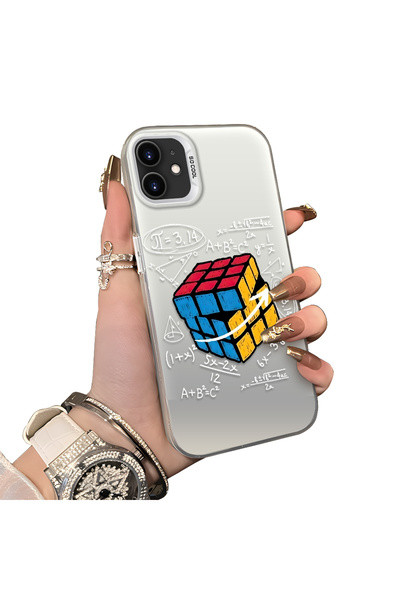 ucuc iPhone 11 Compatible Silicone Edge Acrylic Back Rubik's Cube Expert Prot...