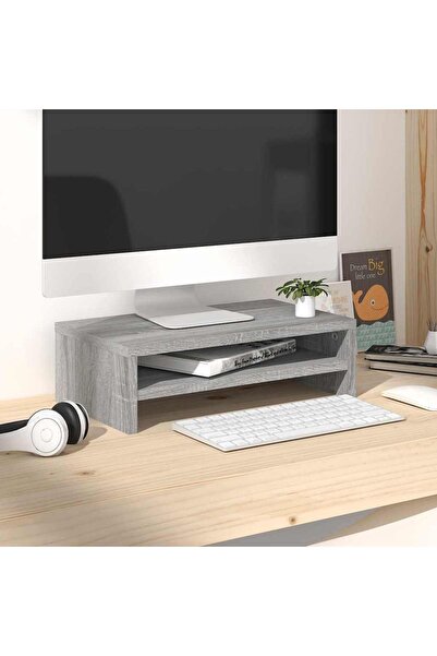 vidaxl حامل شاشة رمادي من سونوما، 42×24×13 سم، مصنوع من الخشب المصنّع