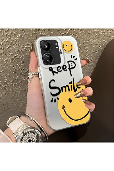 ucuc Xiaomi Poco C65 Compatible Silicone Edge Acrylic Back Classic Smile Prot...