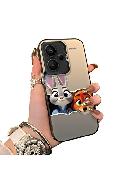 ucuc Xiaomi Redmi Note 13 Pro Plus+ 5G Uyumlu Silikon Kenar Akrilik Arka Anim...