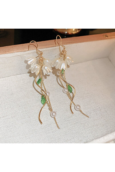 Choice أقراط متدلية من الراتنج بتصميم زهرة زنبق الوادي، ورقة على شكل قطرة ماء...