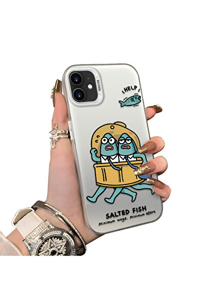 ucuc iPhone 11 Compatible Silicone Edge Acrylic Back Fishman Protective Case