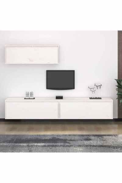 vidaxl TV Cabinets 3 pcs White Solid Wood Pine