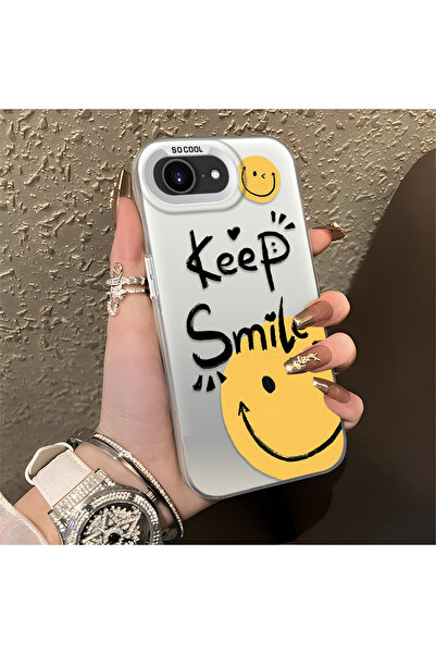 ucuc iPhone 16E Compatible Silicone Edge Acrylic Back Classic Smile Protectiv...