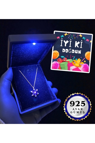 hediye arıları Doğum Günü Hediyesi Premium Işıklı Kutusunda 925 Ayar Gümüş Ko...
