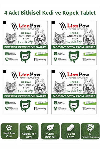 LİON PAW Bitkisel Kedi Ve Köpek Parazit Tableti 4 Adet Tablet