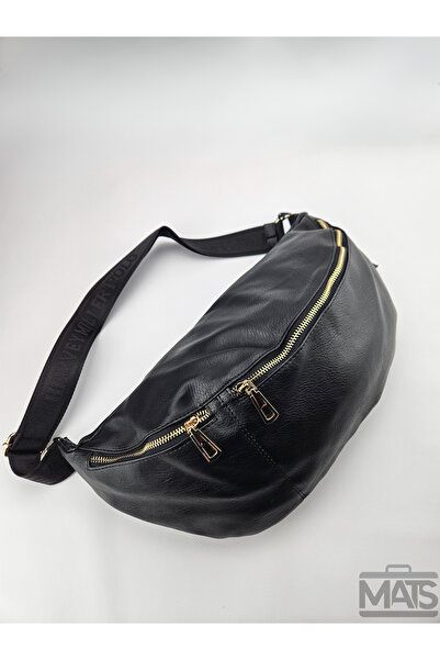 DSN Siyah Büyük Cilt Desen Bel Çantası