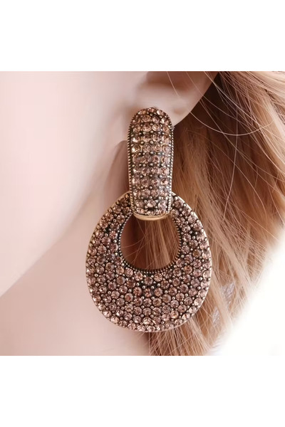 begüm jewelery KAHVE PARLAK ZİRKON TAŞLARLA İŞLENMİŞ KOLYE VE KÜPE OLARAKTA K...