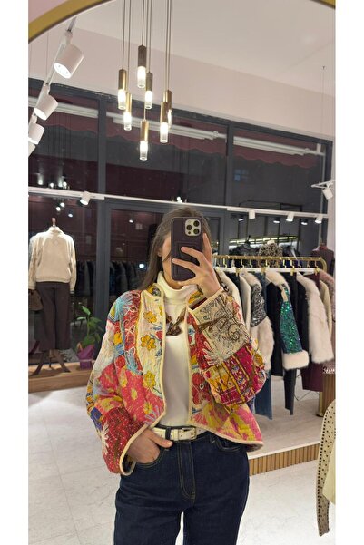 jasminurgancy Bohem PatchWork Baskılı Çift Taraflı Ceket