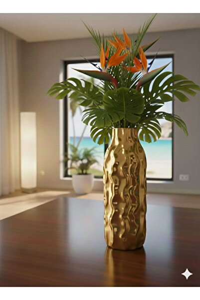 Velorahomee 35 cm Dalga Serisi GOLD Renk İskandinav Tarzı Vazo