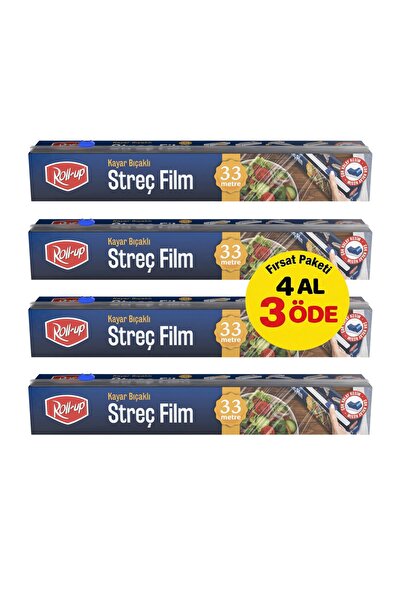 Roll-Up Kayar Bıçaklı Streç Film 30cm x 33m - 4'lü Paket