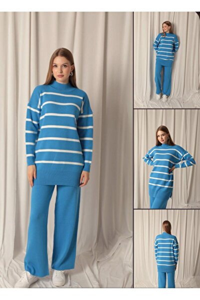 Abalı Yeni sezon triko kışlık 2li takım yün iplik Durk park Margaret model