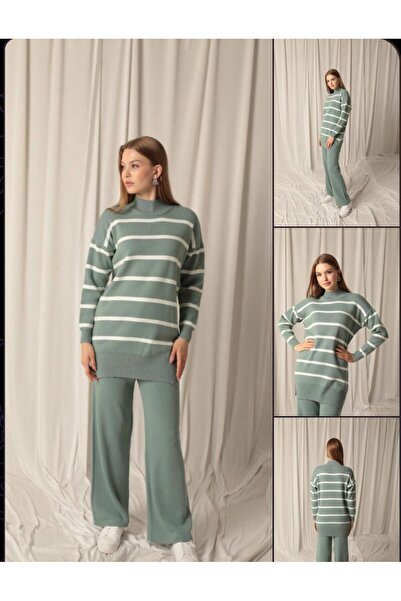 Abalı Yeni sezon triko kışlık 2li takım yün iplik Durk park Margaret model