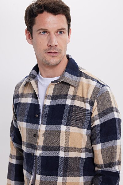 Tudors Men's Slim Fit slim fit checkered winter lumberjack shirt