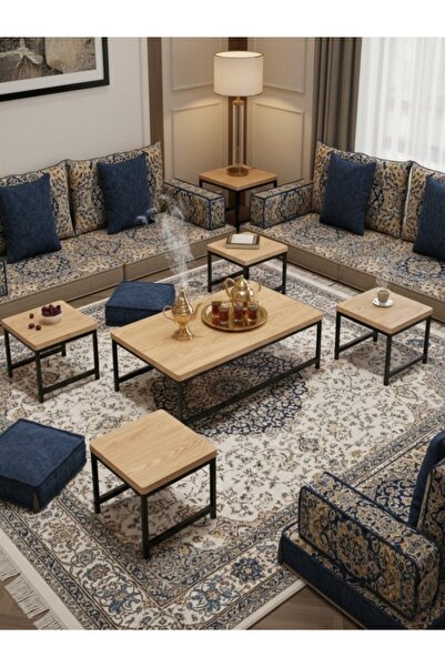 Bec4 Modern 5-piece wooden tea table set with a rectangular design