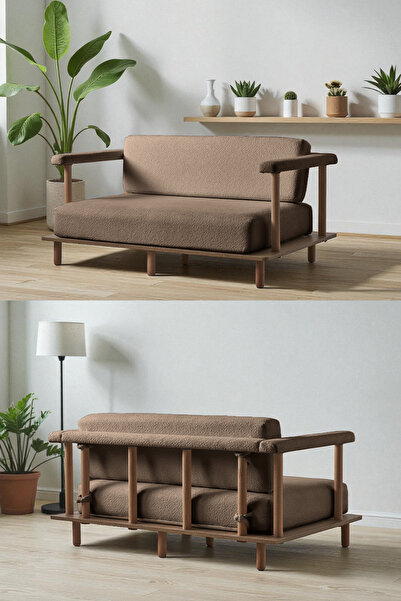 Eymense Pia İkili Koltuk Kahverengi