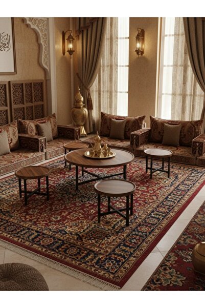 Bec4 طقم طاولة شاي خشبية دائرية 5 قطع | متوفر بـ 4 ألوان عصرية