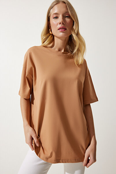 Lovelyİstanbul Πλεκτό μπλουζάκι με κοντό μανίκι με λαιμόκοψη oversized LBF000...