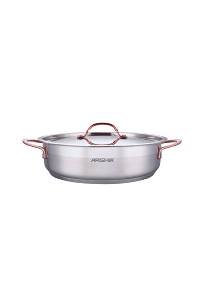 Arshia Stainless Steel Shallow Pan with 2 Lids 32 cm