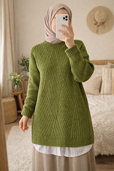 FERHEL Women's Baklava Yumoş Sweater Tunic