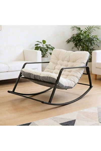 Tiokkss أريكة سرير هزازة مزدوجة مع وسادة ومسند للذراعين وحقيبة تخزين، رمادي/ن...