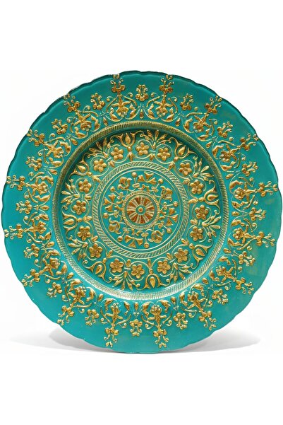 Alcoach 13 Inch Round Charger Plates, Black with Silver Embroidery Design, Elegant Decorative Dinner