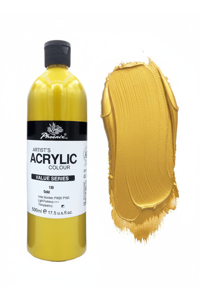 Phoenix Acrylic paints 500ml for arts and crafts projects - Gold color PAVS500PB-130