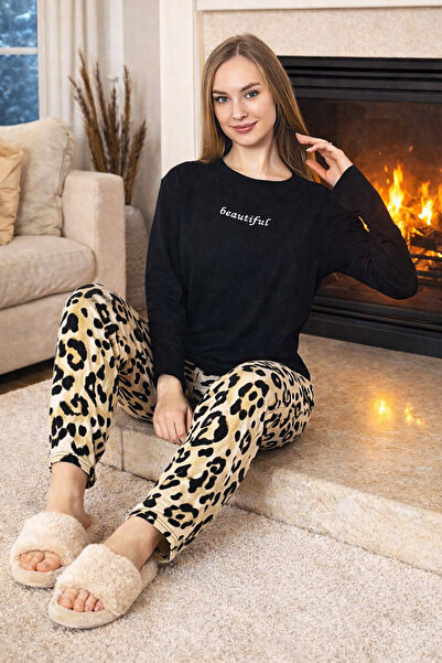 REMSA Дамски комплект пижама с шарки в цвят сапфир, размер плюс 0532 Черно10