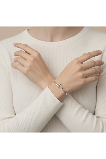sereyjewelry Kadın Çivi Kelepçe Çelik Bileklik