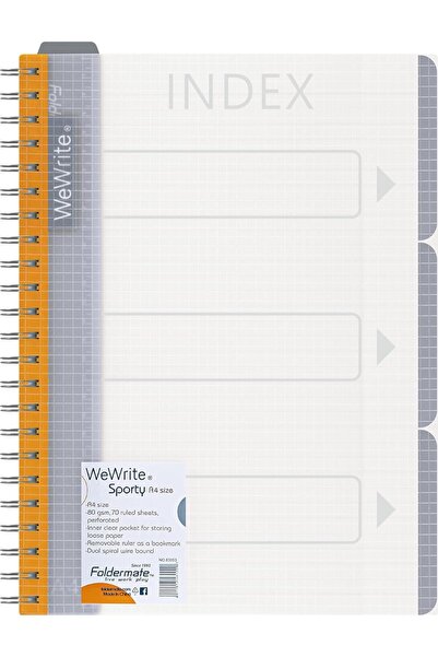 FOLDERMATE 3 Subject Notebook A4 | 120 Sheets | Perforated, Ruled, 80gsm | Assorted Colors