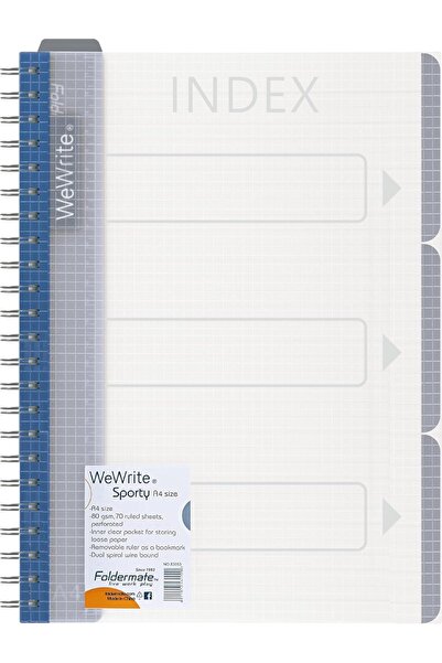 FOLDERMATE دفتر ملاحظات بثلاثة أقسام، مقاس A4 | 120 ورقة | مثقب، مسطر، 80 غرام/م² | ألوان متنوعة