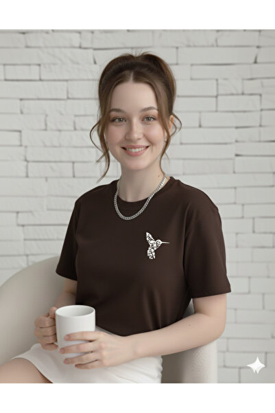 FAVORİST Colibri Printed Crew Neck Women's Tshirt