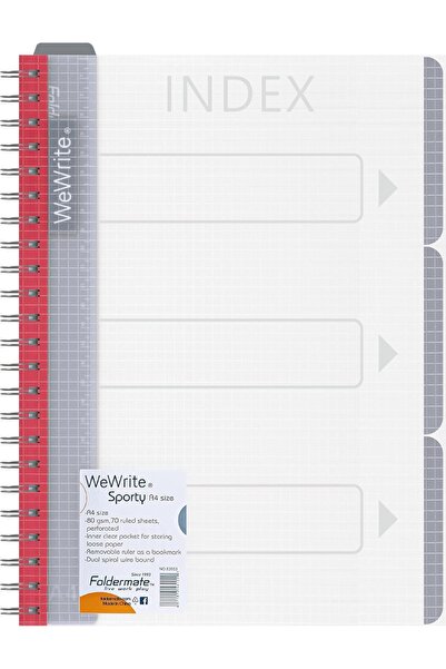 FOLDERMATE 3 Subject Notebook A4 | 120 Sheets | Perforated, Ruled, 80gsm | Assorted Colors