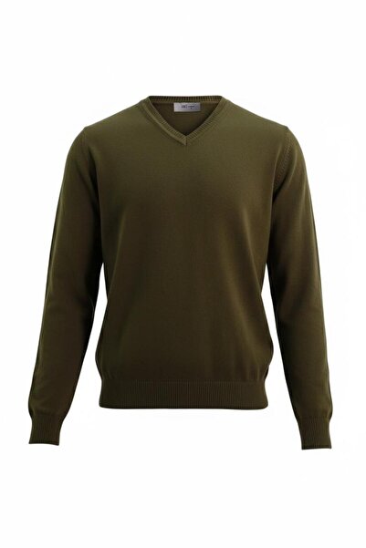 Uki KOYU YEŞİL V Yaka Triko Kazak