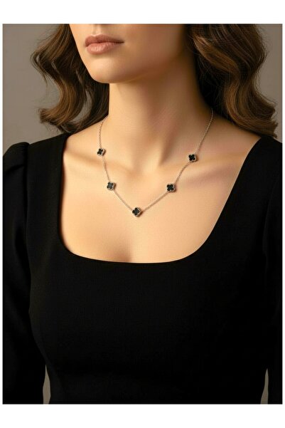 ATALYA ACCESSORY Mini Yonca Modeli Kadın Paslanmaz Çelik Kolye - Kararma Yapm...