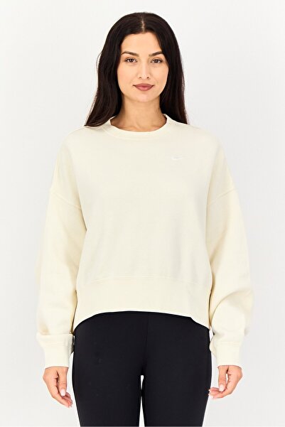 Nike Women Loose Fit Long Sleeves Outdoor Sweatshirt, Cream