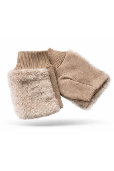 Külah قفازات نسائية بدون أصابع من الفرو الصناعي - مينك