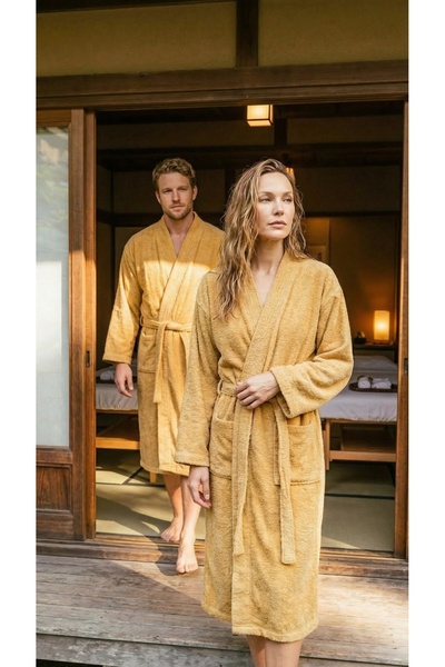 Minteks Halat de baie moale 100% bumbac cu guler kimono pentru bărbați/femei