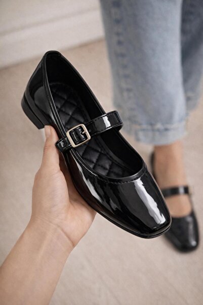 topukludünyası Wide Buckle Daily Wear Women's Ballerinas