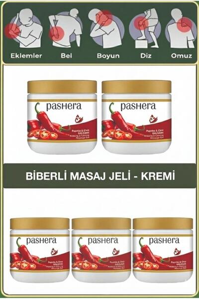 PASHERA Paprika & Chili Biber Özlü Mentollü Masaj Jeli 500 ml ( 5 Adet x 500 ...
