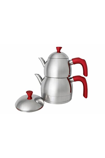 Vivaldi Premium Steel Mini Teapot with 4 Pieces Red Cups G028