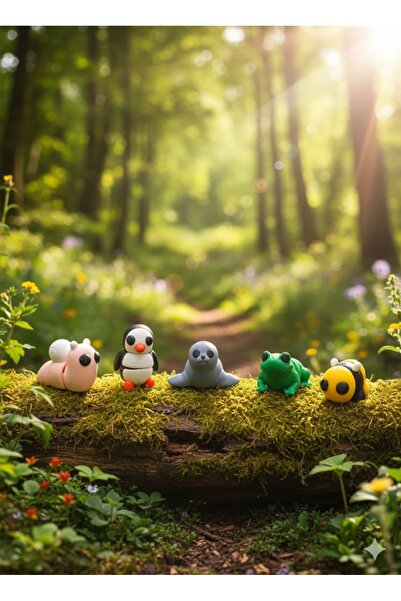 fyne Minik Hayvanlar 5'li Oyuncak Seti- Ekip5– Organik, Hareketli, Eklemli Ve...