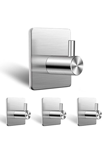 Arabest 4PCS Self-Adhesive Wall Hooks, Stainless Steel Waterproof and Rustproof,for Hanging Keys, Coats,Hats