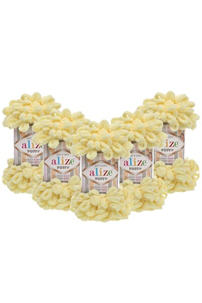 Alize Pack of 5 light yellow puffy knitting yarns - 13