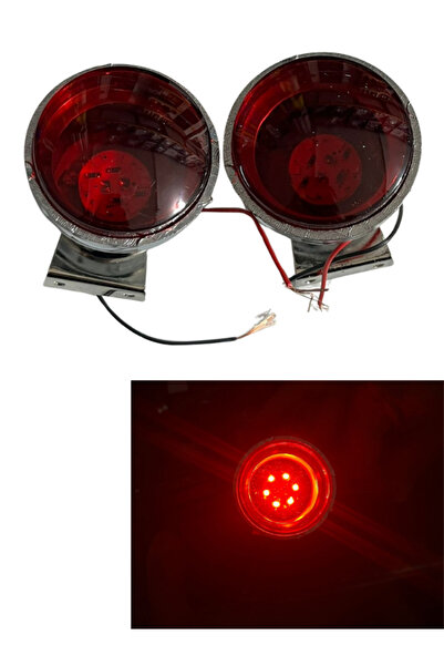 KAPOTO Etiketçilere Antifar Ledli Lamba Antifar Kromlu Kırmızı 12V 2 Adet