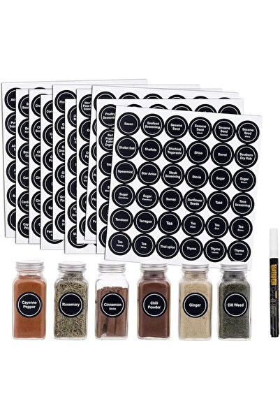 Arabest 432PCS Spice Labels Stickers, Waterproof Adhesive Round Preprinted Spice and Blank Labels 12 Sheets