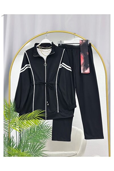 YEDİLALE Striped Shirt with Collar and Zipper, Combed Cotton Double Set [Excluding Underwear and Shawl]