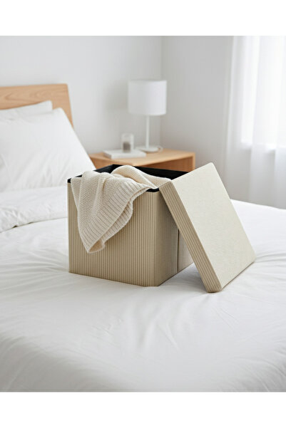 REDTAG Beige Folding Corduroy Ottoman